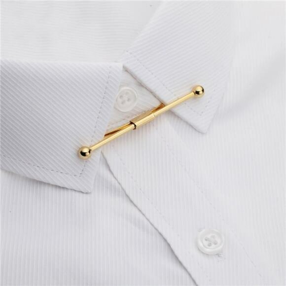 Mens Tie Collar Bar Pin Set Gold Silver Tone Shirt Clip Formal Accessory - Picture 4 of 7